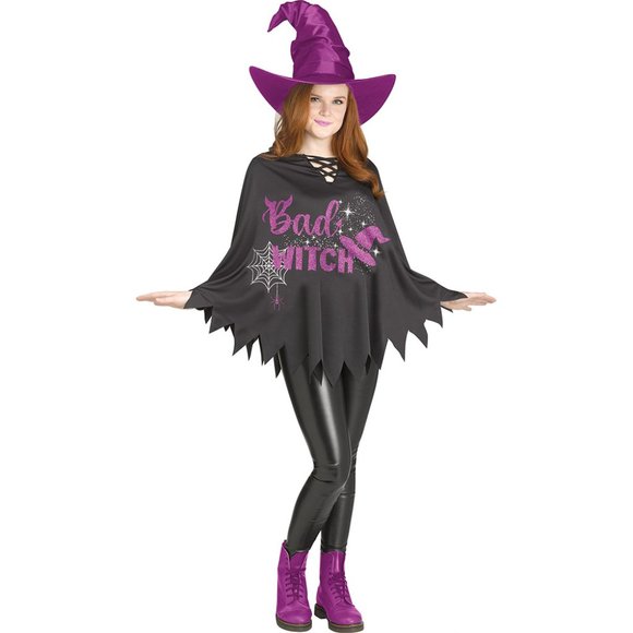 "Bad Witch" Costume Poncho Cape Easy Halloween Costume for Witches ! - Picture 2 of 3